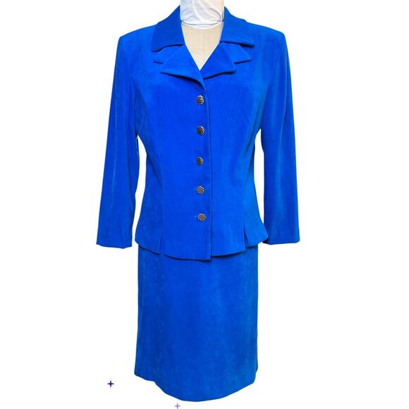 Leslie Fay Women’s Vintage Suit 2-Pieces Sz. 14 Blue Career - Picture 1 of 9